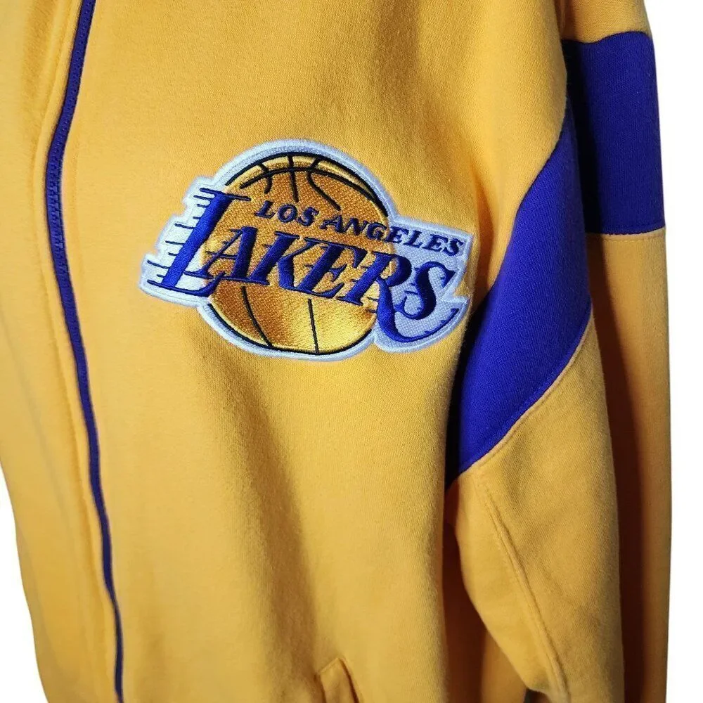NBA LA Lakers Full Zip Basketball Track Jacket Mens Size L Yellow